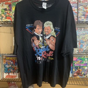 Maglietta Rock N Roll Express Tag Team Wrestling firmata Rick & Robert 2XL - Foto 1 di 6