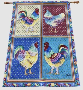 Rooster Party Farmhouse Flair Tapestry Wall Hanging by Artist Anne Ormsby - Picture 1 of 1
