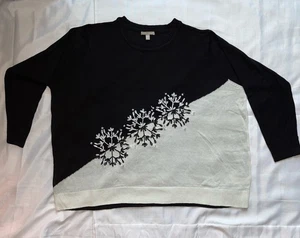 Woman Within Plus 4X Schneeflocke Pullover schwarz & creme Perlen Stickerei Urlaub - Bild 1 von 4