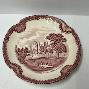 Platillo vintage Johnson Bros Old Britain Castle rosa transferware - Imagen 1 de 4