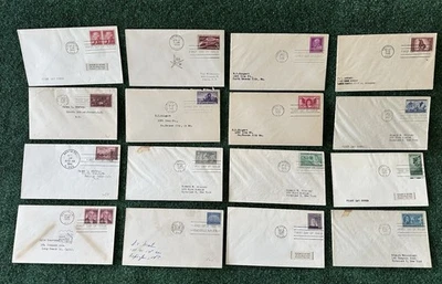 First Day of Issue Lot of 16 Commemorative Stamped Envelopes Vintage 1946-1959 - Image 1 of 4