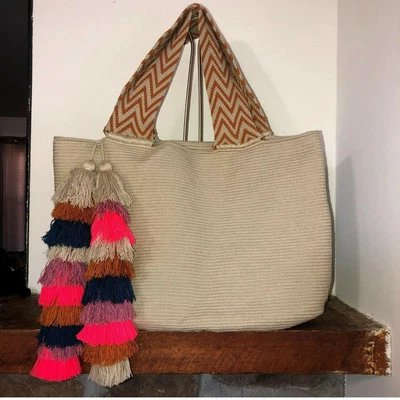 statement must have Wayuu Mochila Colombian Bag Large Size short strap handles - Image 1 of 4