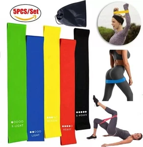 Set of 5 Resistance Exercise Loop Bands Home Gym Fitness Premium Natural Latex - Picture 1 of 9