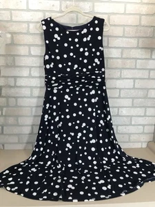 Jessica Howard Kleid Damen 14 ärmellos marine weiß gepunktet Midi Yacht Strand - Bild 1 von 10