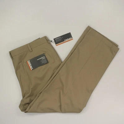 Farah Men's Performance Chino Pants Size 38x30 Beige Wrinkle Free Flex Waist NWT - Image 1 of 4