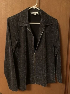 Cárdigan con cremallera vintage diseño Chicos negro cuentas/lentejuelas Ex. Estado talla 1 - Imagen 1 de 9