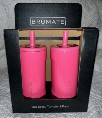 Nuevo vaso de pajita aislante Brumate 12 oz paquete de 2, ¡color rosa neón! Foto 1 de 4