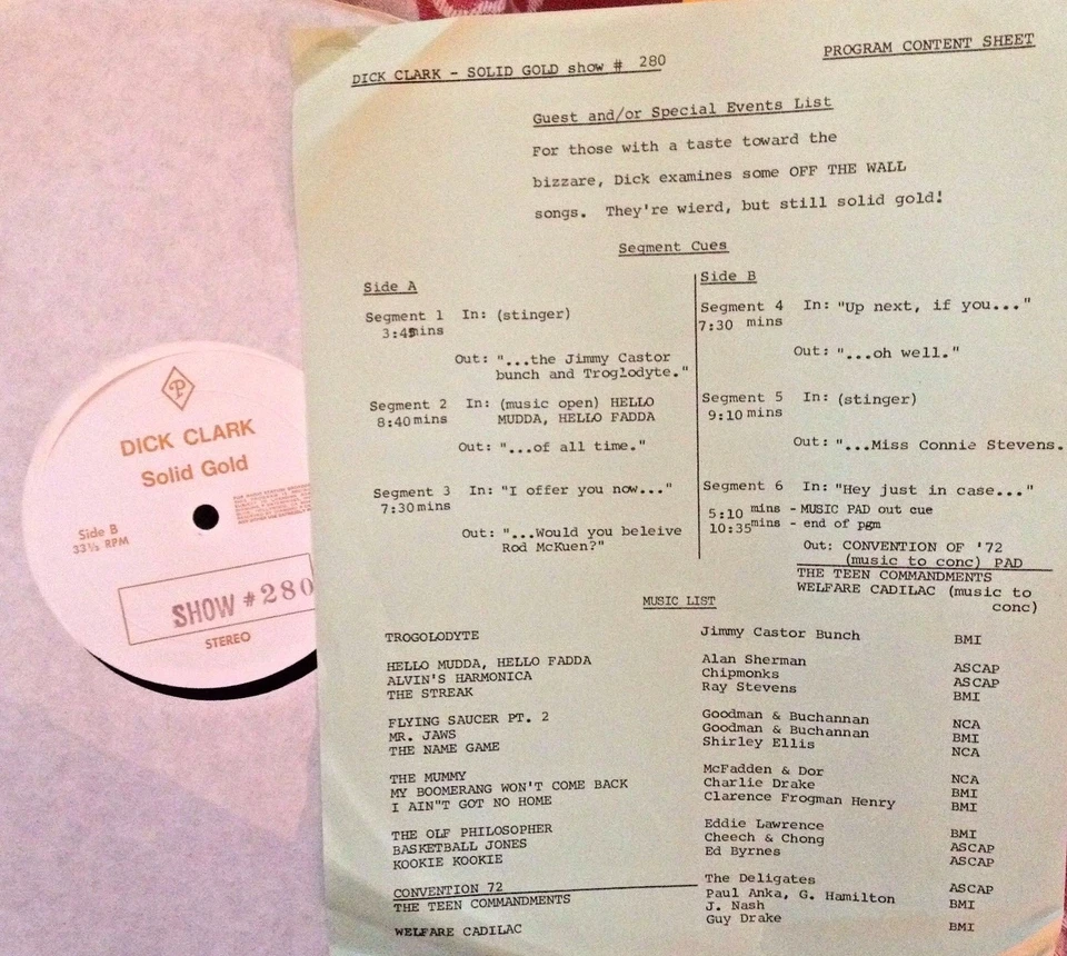 RADIO SHOW: DICK CLARK GOLD 280 NOVELTY! CHEECH/CHONG, CHIPMUNKS, RAY STEVENS - Image 1 of 1