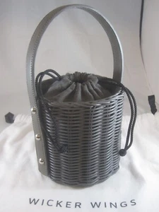 NEU - Weidenflügel grau Lan Kordelzug komplett gefüttert Handarbeit Handtasche - mit Staubbeutel - Bild 1 von 11