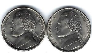 2000-P & D Brilliant Uncirculated Jefferson Nickel Five Cent (Two Coins)!