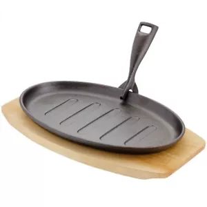 PYROLUX PYROCAST Cast Iron Oval Sizzle Plate with Tray 27 x 18cm! RRP $65.95! - Picture 1 of 8
