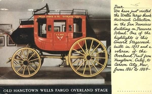 San Francisco California Old Hangtown Wells Fargo Overland Stage Coach Postcard - Picture 1 of 2