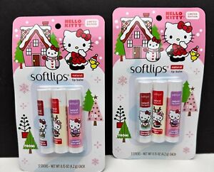 x2 Pack Hello Kitty Limited Edition Holiday Softlips Natural Lip Balm x6 Sticks