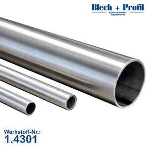 Edelstahl Rundrohr V2A K240 geschliffen Ø10–204mm Geländer Deko Gardinen DIY - Bild 1 von 3