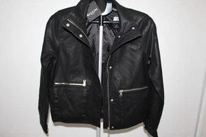 Baccini Faux Leather Black Jacket Zipper Pocket Women’s SMALL C1826 - Picture 1 of 4