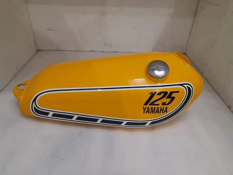 Yamaha Yz125 Yz 125 1976 Yellow Painted Steel Petrol Fuel Tank +Cap |Fit For - Изображение 1 из 4