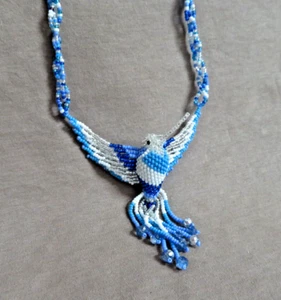 Native Zuni Made Perlen Kolibri Mehrfarbig 22" Halskette 3 Stränge JN539 - Bild 1 von 3