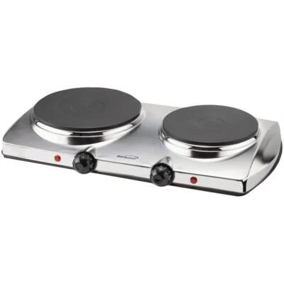 Brentwood Appliances Electric Hot Plate 2-Burner Silver Even Heat Distribution - Image 1 of 4
