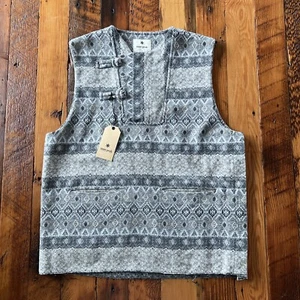 Snow Peak Recycled Wool Gray Pattern Nomad Jacquard Vest L SAMPLE RARE - Picture 1 of 11