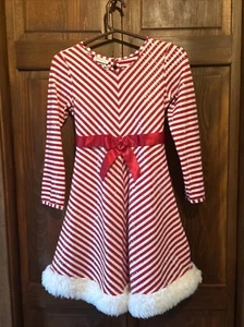 Bonnie Jean Girls Christmas Dress Candy Cane Outfit Size 14 - Picture 1 of 7