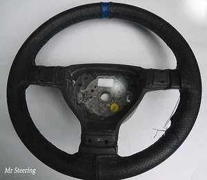 FITS FORD MUSTANG 94-04 REAL PERFORATED LEATHER+ BLUE STRAP STEERING WHEEL COVER - Picture 1 of 2
