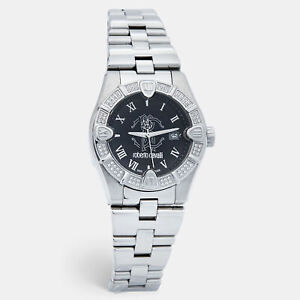 Roberto Cavalli Czarny Stal nierdzewna Diamond Time R7253116525 Męski zegarek na rękę