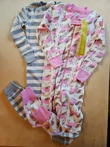 NWT HANNA ANDERSSON UNICORN & GREY STRIPES 2 WAY ZIPPER SLEEPER PAJAMAS 90 3T - Picture 1 of 6