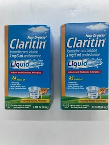 Claritin Liquid Non-Drowsy, Honey Flavored, 2 x 2.7 oz. Exp 6/26 FAST FREE SHIP! - Picture 1 of 1