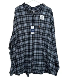 New IZOD Men's Gray Blue Plaid Cotton Long Sleeve Button-Up Shirt, 3XLT NWT - Picture 1 of 11