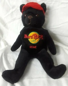 Roma Italia Hard Rock Cafe Charlie Beara 8" Peluche Oso Negro Gorra Roja - Imagen 1 de 3