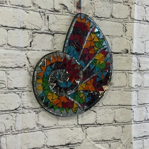 Rainbow Nautilus Shell Mosaic Tile Wall Mirror 30cm x 25cm Handmade New - Picture 1 of 9
