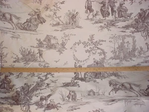 10-5/8Y GP & J Baker BP10149 Seasons Taupe Printed Silk Toile Upholstery Fabric - Picture 1 of 4