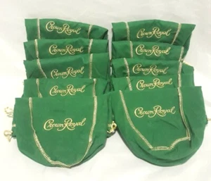 Crown Royal Green Drawstring Bags Medium size 9-10" Long Lot of 10 - Picture 1 of 11
