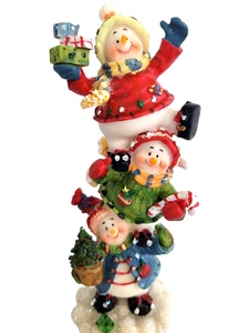 Schneemann Totempfahl 6,5" Winter Weihnachten Urlaub Figur saisonal Tischdeko - Bild 1 von 9