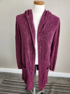 Womens Size XS/S Barefoot Dreams Cozy chic Lite Hooded Cardigan wine - Picture 1 of 5