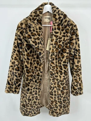 SAVANNA JANE NWT Faux Fur Animal Print Coat SZ XS Brown Black Women Jacket Lined - Image 1 of 4