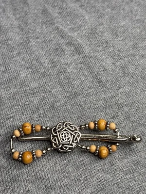 Lilla Rose Flexi - Clip Celtic Knot Barrette Wooden Beads 3.5 inches - Image 1 of 3