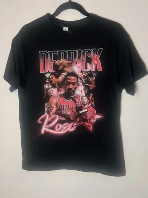 Camiseta Derrick Rose Masculina M Preta Chicago Bulls Gildan Grande Gráfica - Imagem 1 de 4