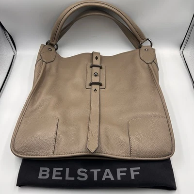 Bolso de hombro Belstaff Nottingham 38 de cuero gris guijarro con asa superior Foto 1 de 4
