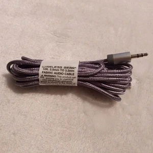 10 ft 3.5mm Fabric Audio Cable Auxiliary Cord Silver - Picture 1 of 2