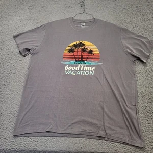 Good Life Good Time Vacation T-shirt Men's 2XL Gray Short Sleeve CrewNeck NWOT - Picture 1 of 8