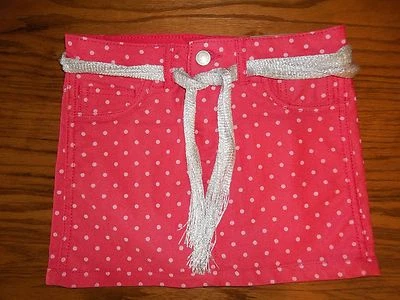 NEW GIRLS PINK REVERSIBLE SKIRT POLKA DOT SIZE 7 W/BELT MSP $14.99 . - Image 1 of 4
