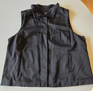 Eileen Fisher 1X Cotton Nylon Micro Fleece-Lined Snap Vest Black Women Pockets - Picture 1 of 7