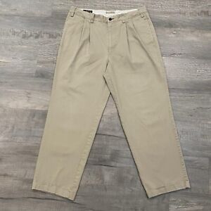Orvis Pants Mens 38x29 Beige Khaki Outdoor Cotton Pleated Chino Casual Business