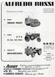PUBBLICITA'1954 TRATTORI ANSALDO FOSSATI OTO MELARA. NAVALMECCANICA A.ROSSI ROMA - Foto 1 di 1