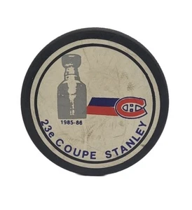1985-86 Montreal Canadiens Stanley Cup Puck 23e Coupe Stanley - RARE - Picture 1 of 4
