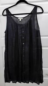 Eileen Fisher Charcoal Gray Linen Oversized Button Down Sleeveless Blouse Top M - Picture 1 of 4