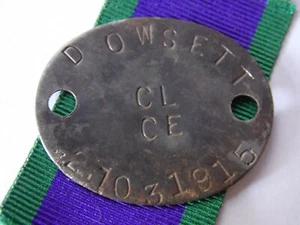 GSM Palestine 1945-48 clasp relic 4/7 Dragoons dogtag only - DOWSETT 21031915 - Picture 1 of 1