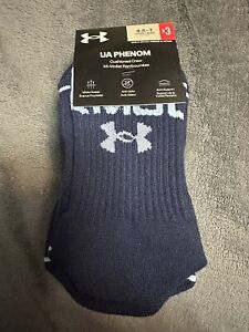 Under Armour UA Phenom Crew Socks 3 Pack Blue Youth 4.5-7  Brand New