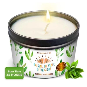 White Sage Smudge Candle 6oz – Soy Wax, 35hr Burn, Energy Cleansing - Picture 1 of 6